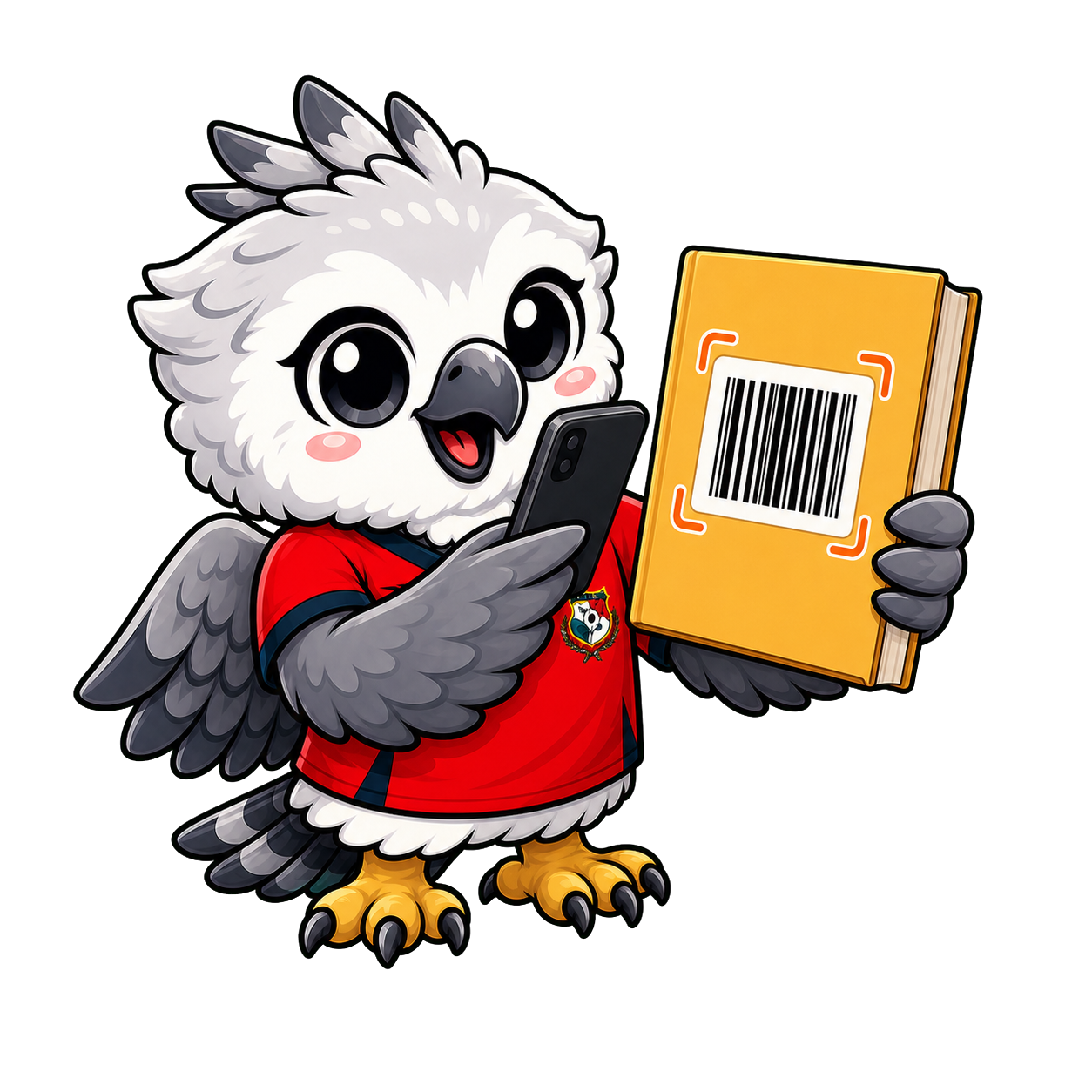 Harpy escanea el código de barras de un libro para empezar a enfocarse